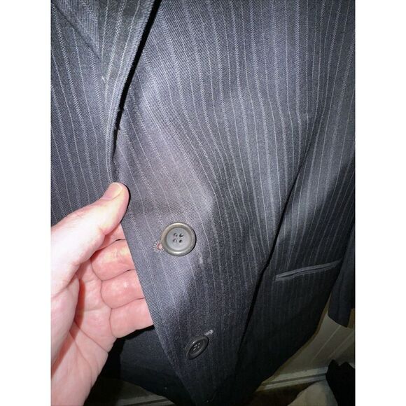 ARMANI COLLEZIONI Suit 46R W40 Good Condition Italy Black Stripes 2 Piece Italy - Picture 2 of 10